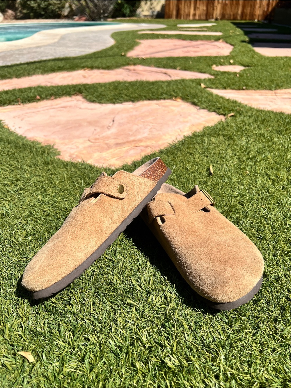 qomfort Suede Slip-On Clog in Tan
